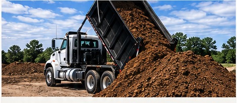 Dump truck delivering fill dirt